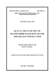 Tóm tắt Luận văn Quản lý nhà nước đối với doanh nghiệp ngoài quốc doanh trên địa bàn tỉnh Bắc Ninh