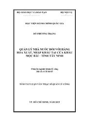 Tóm tắt Luận văn Quản lý nhà nước đối với hàng hóa xuất, nhập khẩu tại cửa khẩu Mộc bài – tỉnh Tây Ninh