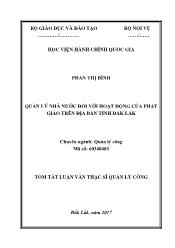 Tóm tắt Luận văn Quản lý nhà nước đối với hoạt động của phật giáo trên địa bàn tỉnh Đắk Lắk