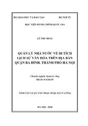 Tóm tắt Luận văn Quản lý nhà nước về di tích lịch sử văn hóa trên địa bàn quận Ba Đình, thành phố Hà Nội