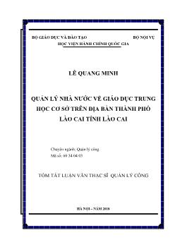 Tóm tắt Luận văn Quản lý nhà nước về giáo dục trung học cơ sở trên địa bàn thành phố Lào Cai tỉnh Lào Cai