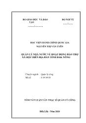 Tóm tắt Luận văn Quản lý nhà nước về hoạt động bảo trợ xã hội trên địa bàn tỉnh Đắk Nông