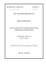 Tóm tắt Luận văn Quản lý nhà nước về kinh tế trang trại trên địa bàn tỉnh Bắc Ninh