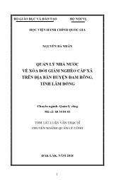 Tóm tắt Luận văn Quản lý nhà nước về xóa đói giảm nghèo cấp xã trên địa bàn huyện Đam Rông, tỉnh Lâm Đồng