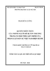 Tóm tắt Luận văn Quyền nhân thân của nhóm người dễ bị tổn thương trong xã hội theo quy định của pháp luật dân sự Việt Nam hiện hành