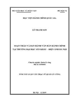 Tóm tắt Luận văn Soạn thảo và ban hành văn bản hành chính tại trường đại học sân khấu – Điện ảnh Hà Nội