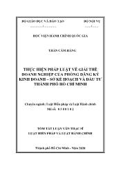 Tóm tắt Luận văn Thực hiện pháp luật về giải thể doanh nghiệp của phòng đăng ký kinh doanh – Sở kế hoạch và đầu tư thành phố Hồ Chí Minh