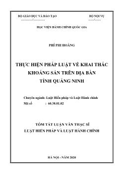 Tóm tắt Luận văn Thực hiện pháp luật về khai thác khoáng sản trên địa bàn tỉnh Quảng Ninh