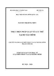 Tóm tắt Luận văn Thực hiện pháp luật về lưu trữ tại bộ tài chính