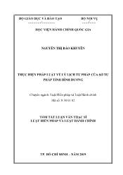 Tóm tắt Luận văn Thực hiện pháp luật về lý lịch tư pháp của sở tư pháp tỉnh Bình Dương