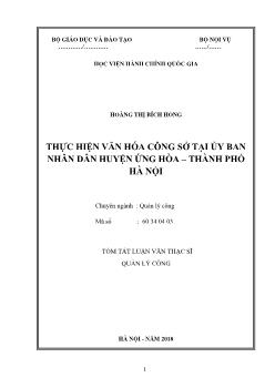Tóm tắt Luận văn Thực hiện văn hóa công sở tại ủy ban nhân dân huyện Ứng Hòa – thành phố Hà Nội