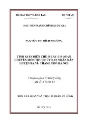 Tóm tắt Luận văn Tinh giản biên chế ở các cơ quan chuyên môn thuộc ủy ban nhân dân huyện Ba Vì - Thành phố Hà Nội