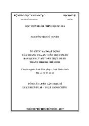 Tóm tắt Luận văn Tổ chức và hoạt động của thanh tra an toàn thực phẩm ban quản lý an toàn thực phẩm thành phố Hồ Chí Minh