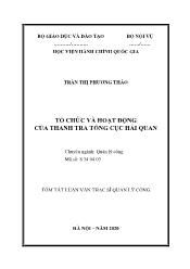 Tóm tắt Luận văn Tổ chức và hoạt động của thanh tra tổng cục hải quan