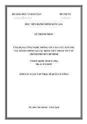 Tóm tắt Luận văn Ứng dụng công nghệ thông tin vào cải cách thủ tục hành chính tại các bệnh viện thuộc sở y tế thành phố Hồ Chí Minh