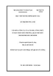 Tóm tắt Luận văn Văn hóa công vụ của cán bộ, công chức ủy ban nhân dân phường, quận Thủ Đức thành phố Hồ Chí Minh