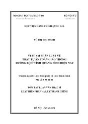 Tóm tắt Luận văn Vi phạm pháp luật về trật tự an toàn giao thông đường bộ ở tỉnh Quảng Bình hiện nay