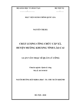 Luận án Chất lượng công chức cấp xã, huyện mường khương tỉnh Lào Cai