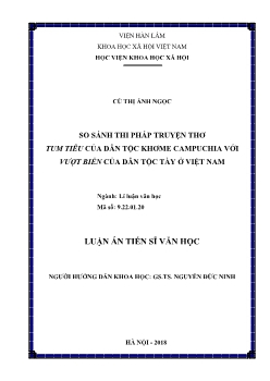 Luận án So sánh thi pháp truyện thơ tum tiêu của dân tộc Khơme Campuchia với vượt biển của dân tộc Tày ở Việt Nam