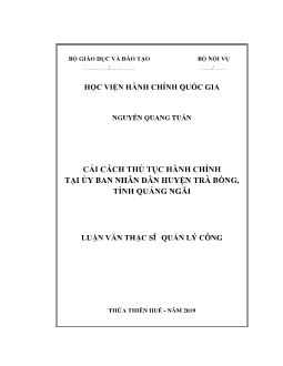 Luận văn Cải cách thủ tục hành chính tại ủy ban nhân dân huyện Trà bồng, tỉnh Quảng Ngãi