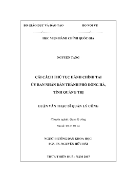 Luận văn Cải cách thủ tục hành chính tại ủy ban nhân dân thành phố Đông Hà, tỉnh Quảng Trị