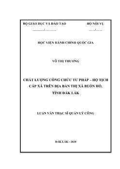 Luận văn Chất lượng công chức tư pháp – hộ tịch cấp xã trên địa bàn thị xã Buôn hồ, tỉnh Đắk Lắk