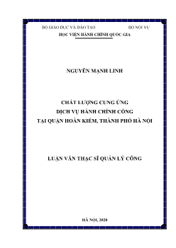 Luận văn Chất lượng cung ứng dịch vụ hành chính công ở quận Hoàn Kiếm, thành phố Hà Nội