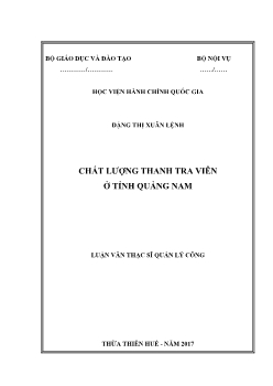 Luận văn Chất lượng thanh tra viên ở tỉnh Quảng Nam