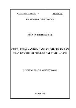 Luận văn Chất lượng văn bản hành chính của ủy ban nhân dân thành phố Lào Cai, tỉnh Lào Cai