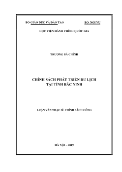 Luận văn Chính sách phát triển du lịch ở tỉnh Bắc Ninh