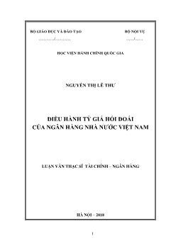 Luận văn Điều hành tỷ giá hối đoái của ngân hàng nhà nước Việt Nam