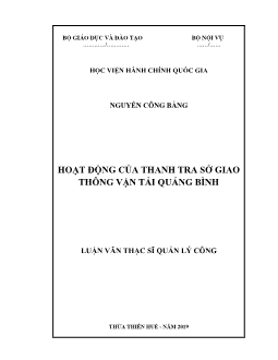 Luận văn Hoạt động của thanh tra sở giao thông vận tải Quảng Bình