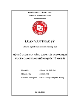 Luận văn Một số giải pháp nâng cao chất lượng dịch vụ của cảng hàng không quốc tế nội bài