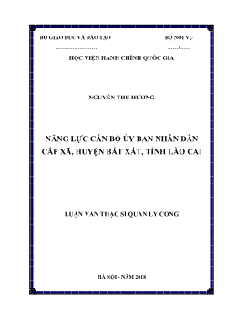 Luận văn Năng lực cán bộ ủy ban nhân dân cấp xã, huyện Bát xát, tỉnh Lào Cai