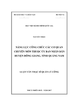 Luận văn Năng lực công chức các cơ quan chuyên môn thuộc ủy ban nhân dân huyện Đông Giang, tỉnh Quảng Nam