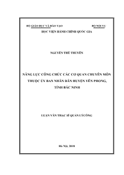 Luận văn Năng lực công chức các cơ quan chuyên môn thuộc ủy ban nhân dân huyện Yên phong, tỉnh Bắc Ninh