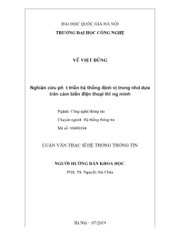 Luận văn Nghiên cứu phát triển hệ thống định vị trong nhà dựa trên cảm biến điện thoại thông minh