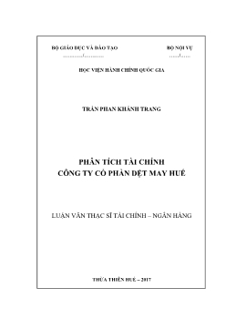 Luận văn Phân tích tài chính công ty cổ phần dệt may Huế