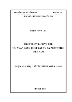 Luận văn Phát triển dịch vụ thẻ ở ngân hàng TMCP đầu tư và phát triển Việt Nam