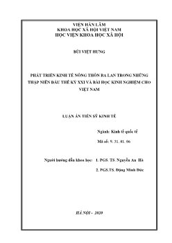 Luận văn Phát triển kinh tế nông thôn ba lan trong những thập niên đầu thế kỷ XXI và bài học kinh nghiệm cho Việt Nam