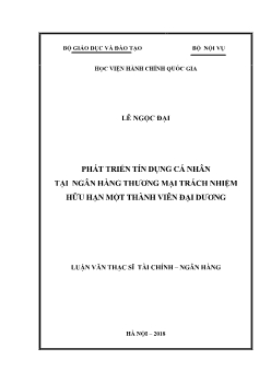 Luận văn Phát triển tín dụng cá nhân tại ngân hàng thương mại trách nhiệm hữu hạn một thành viên Đại Dương