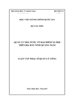 Luận văn Quản lý nhà nước về bảo hiểm xã hội trên địa bàn tỉnh Quảng Ngãi