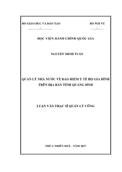 Luận văn Quản lý nhà nước về bảo hiểm y tế hộ gia đình trên địa bàn tỉnh Quảng Bình