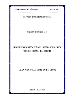 Luận văn Quản lý nhà nước về bồi dưỡng viên chức thuộc ngành tài chính