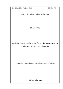 Luận văn Quản lý nhà nước về công tác thanh niên trên địa bàn tỉnh Lào Cai