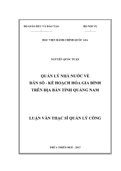 Luận văn Quản lý nhà nước về dân số - Kế hoạch hóa gia đình trên địa bàn tỉnh Quảng Nam
