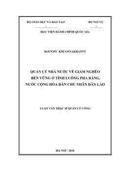 Luận văn Quản lý nhà nước về giảm nghèo bền vững tại tỉnh Luông Pha Băng, nước cộng hòa dân chủ nhân dân Lào