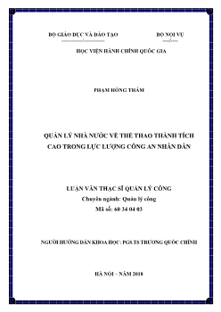 Luận văn Quản lý nhà nước về thể thao thành tích cao trong lực lượng công an nhân dân