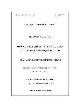 Luận văn Quản lý tài chính tại ban quản lý khu kinh tế tỉnh Quảng Bình