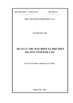 Luận văn Quản lý thu bảo hiểm xã hội trên địa bàn tỉnh Đắk Lắk